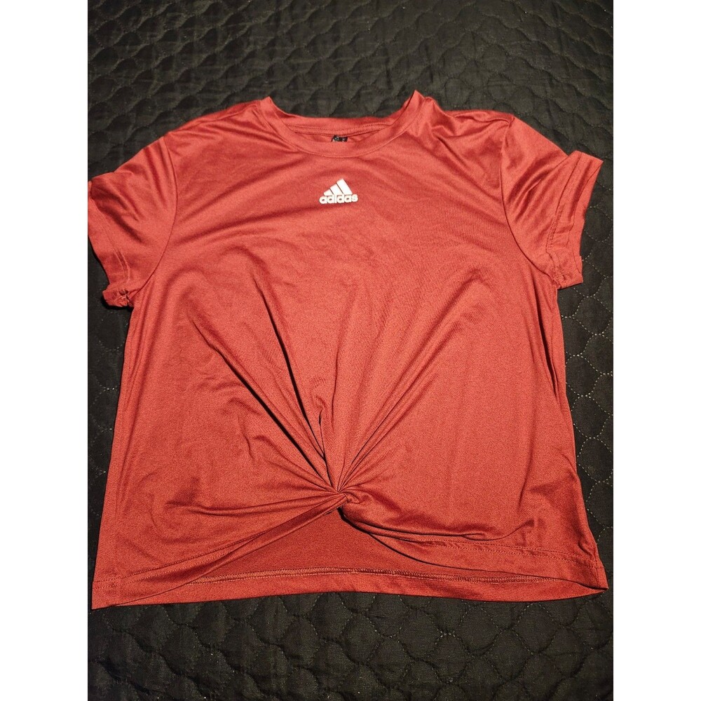Adidas Heather Rust Red Short Sleeve Athletic Activewear Shirt Size M.  #103
